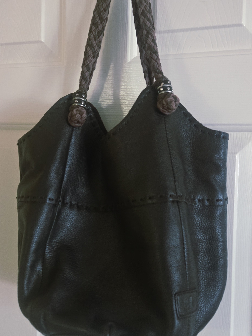 The Sak Woman's Dark Brown Leather Hobo Bag With Braided Handles